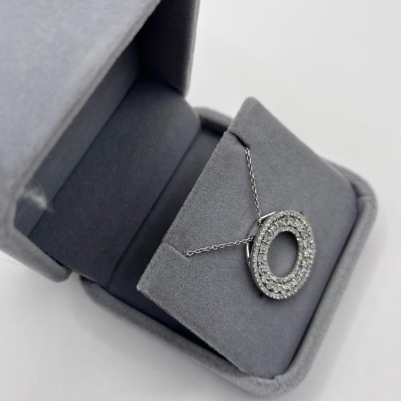 1.00 CT Lab Diamond Round Silver Necklace - Picture 5 of 10